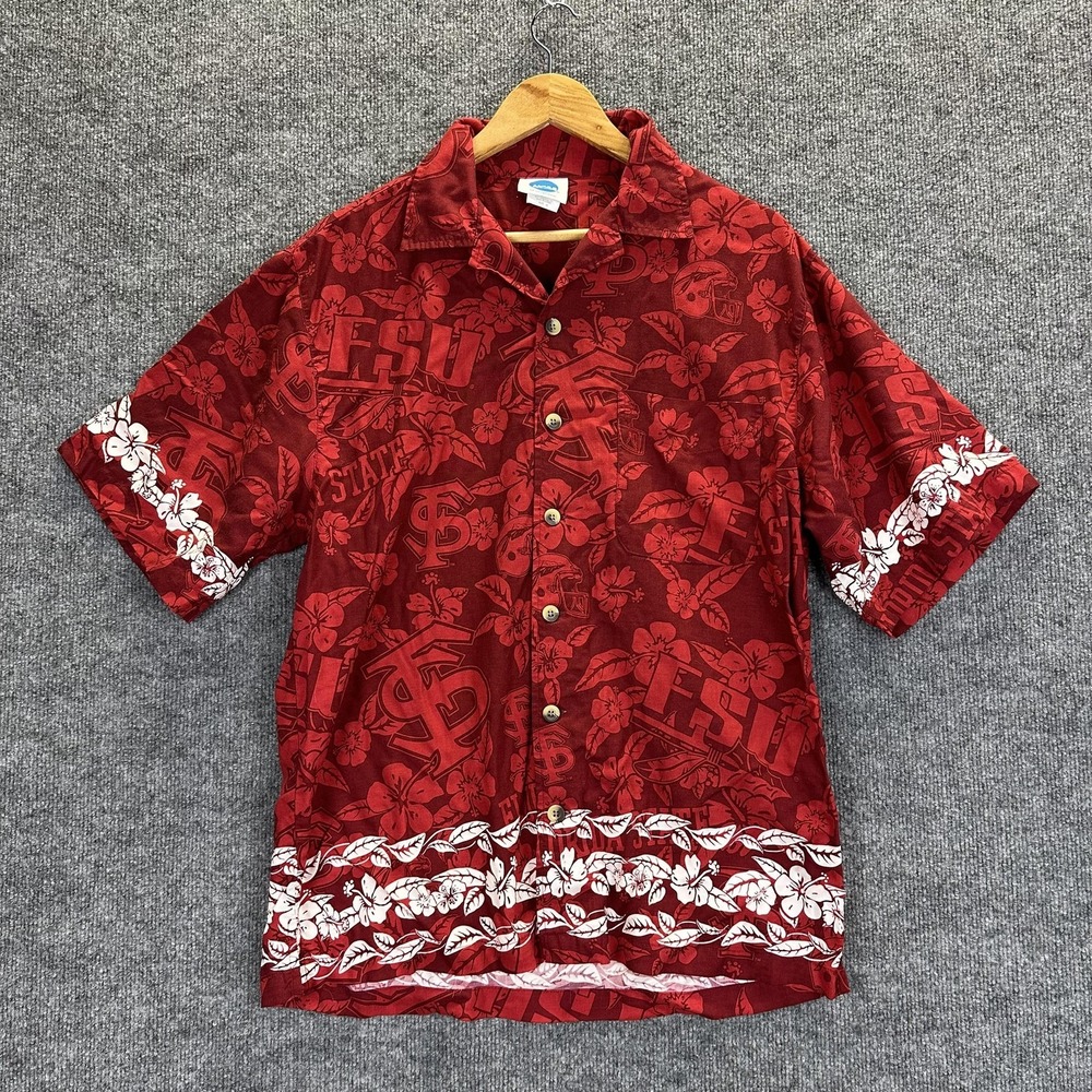 Vintage Florida State Seminoles Shirt Mens Medium Red NCAA Football Hawaiian